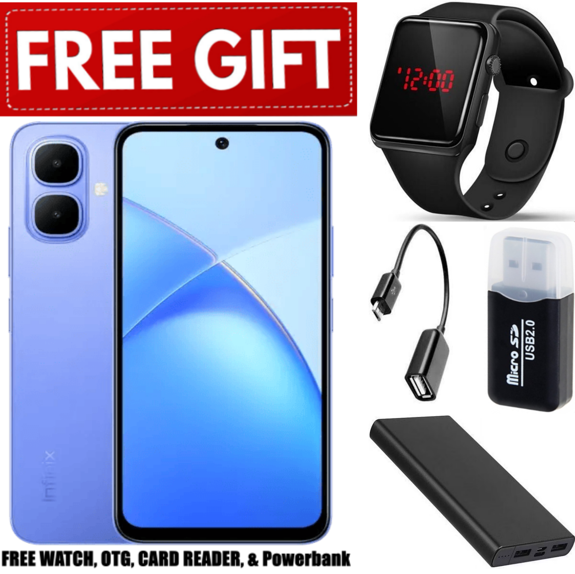 FLASH SALE DEALS!! Infinix Smart 10 6.67" IPS LCD Screen, 4GB RAM+128GB ROM(Upto 2TB SD Card),5000mAh,8MP+2MP Dual Rear & 8MP Front Camera, Android 15,Dual SIM, Side Fingerprint-Smartphones+FREE GIFTS