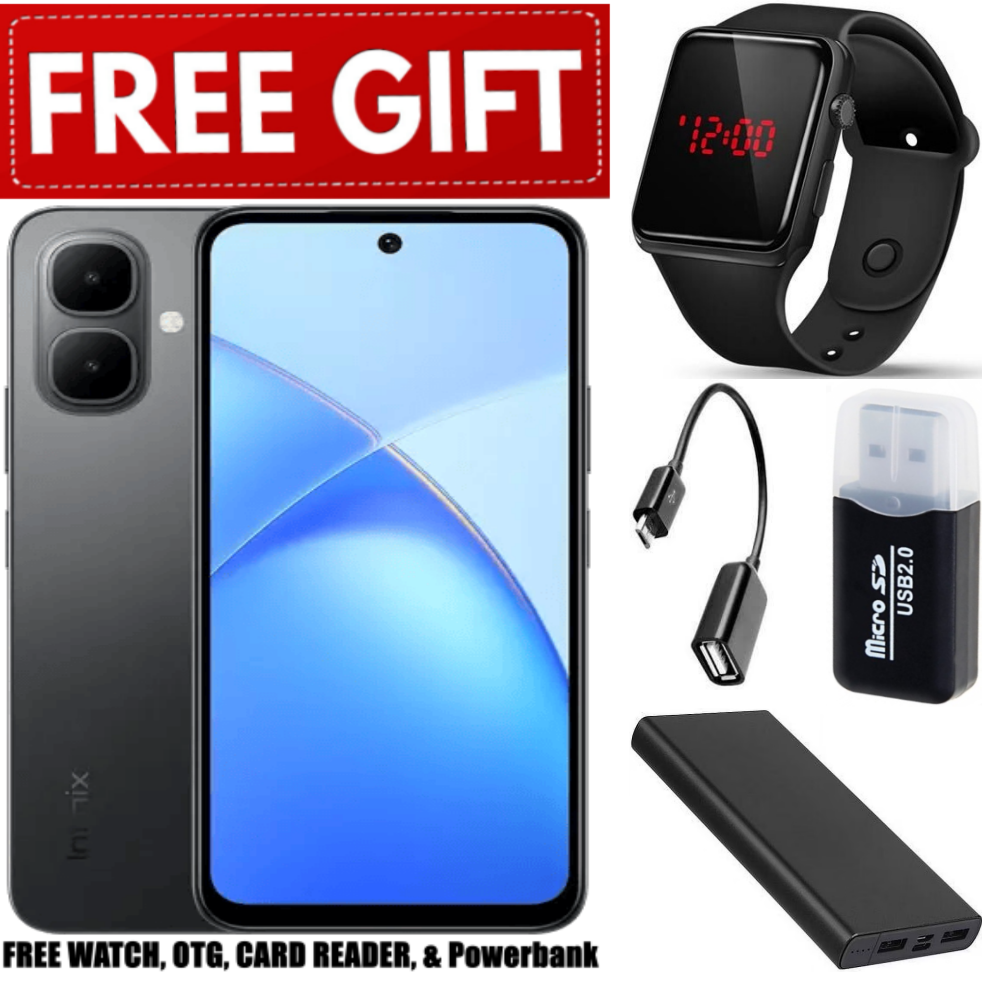 FLASH SALE DEALS!! Infinix Smart 10 6.67" IPS LCD Screen, 4GB RAM+128GB ROM(Upto 2TB SD Card),5000mAh,8MP+2MP Dual Rear & 8MP Front Camera, Android 15,Dual SIM, Side Fingerprint-Smartphones+FREE GIFTS