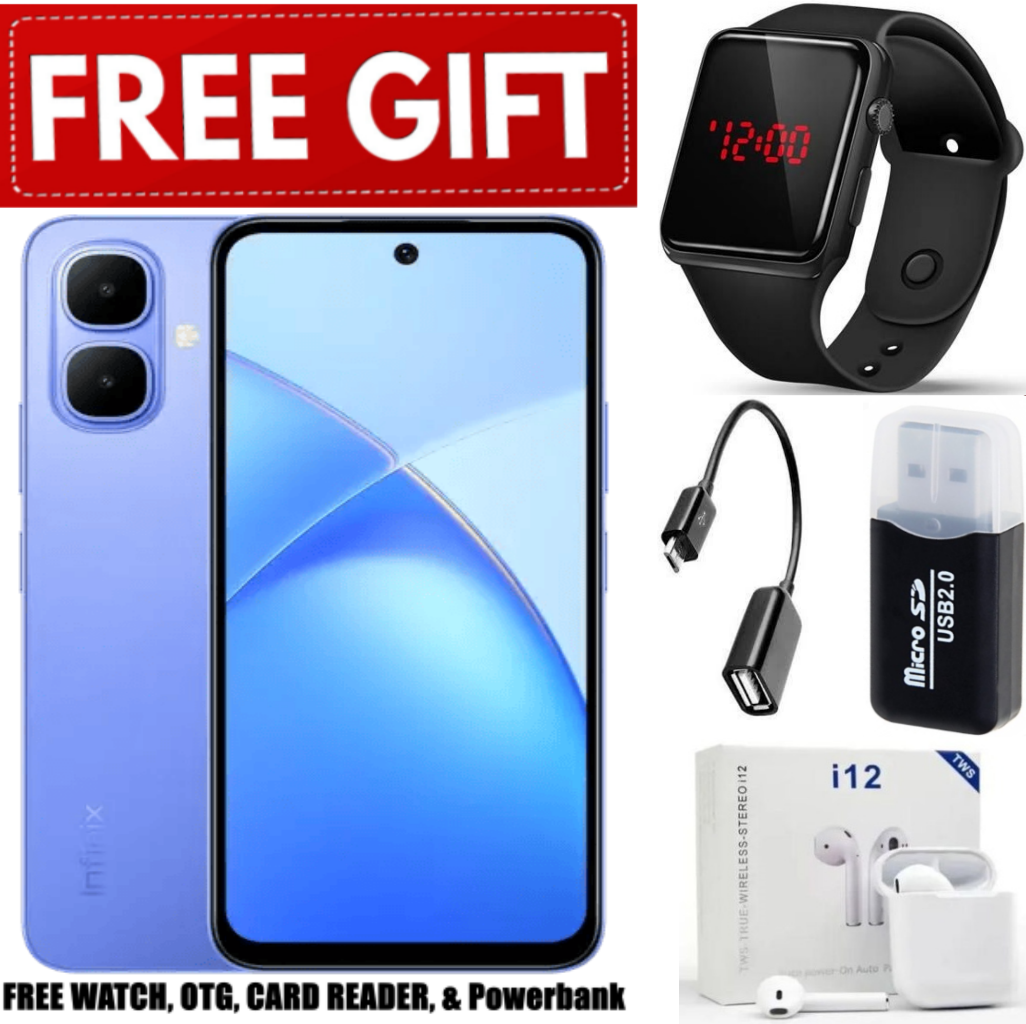 FLASH SALE DEALS!! Infinix Smart 10 6.67" IPS LCD Screen, 4GB RAM+128GB ROM(Upto 2TB SD Card),5000mAh,8MP+2MP Dual Rear & 8MP Front Camera, Android 15,Dual SIM, Side Fingerprint-Smartphones+FREE GIFTS