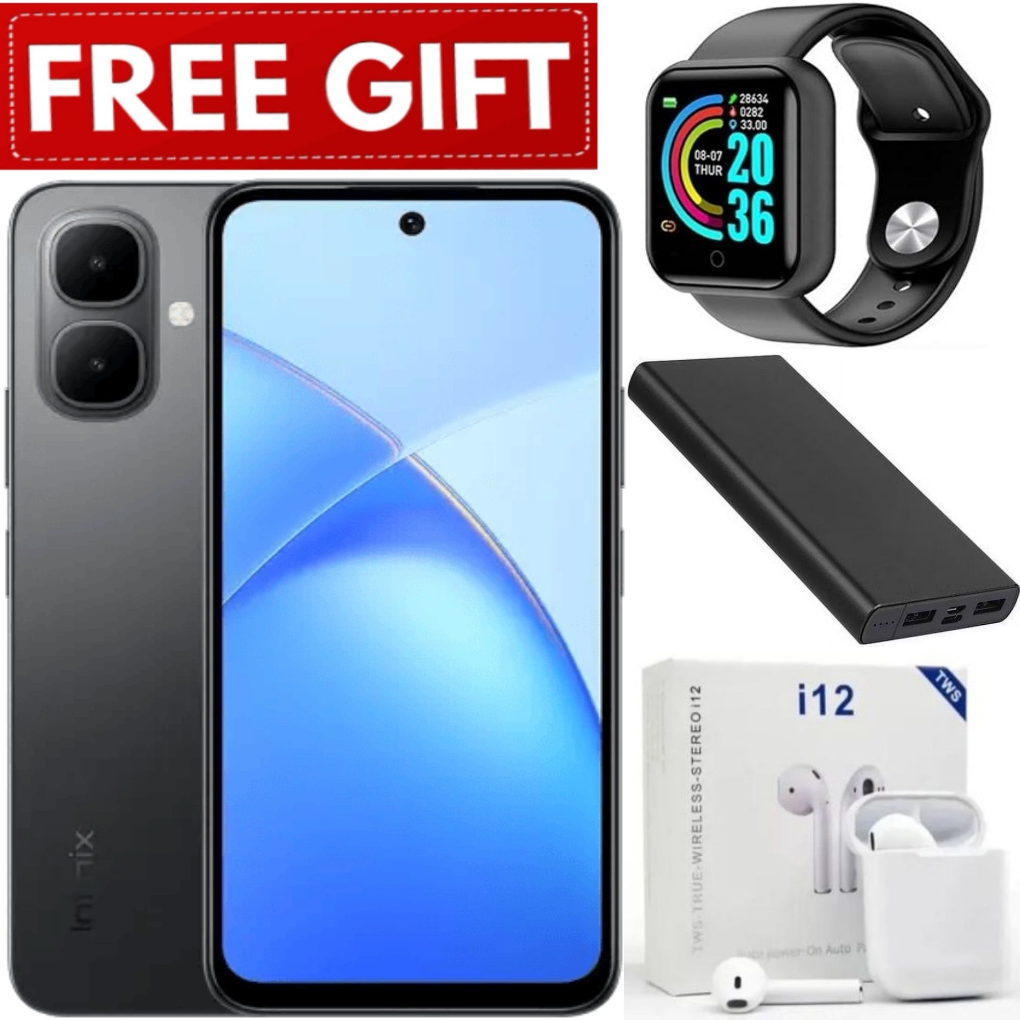 FLASH SALE DEALS!! Infinix Smart 10 6.67" IPS LCD Screen, 4GB RAM+128GB ROM(Upto 2TB SD Card),5000mAh,8MP+2MP Dual Rear & 8MP Front Camera, Android 15,Dual SIM, Side Fingerprint-Smartphones+FREE GIFTS