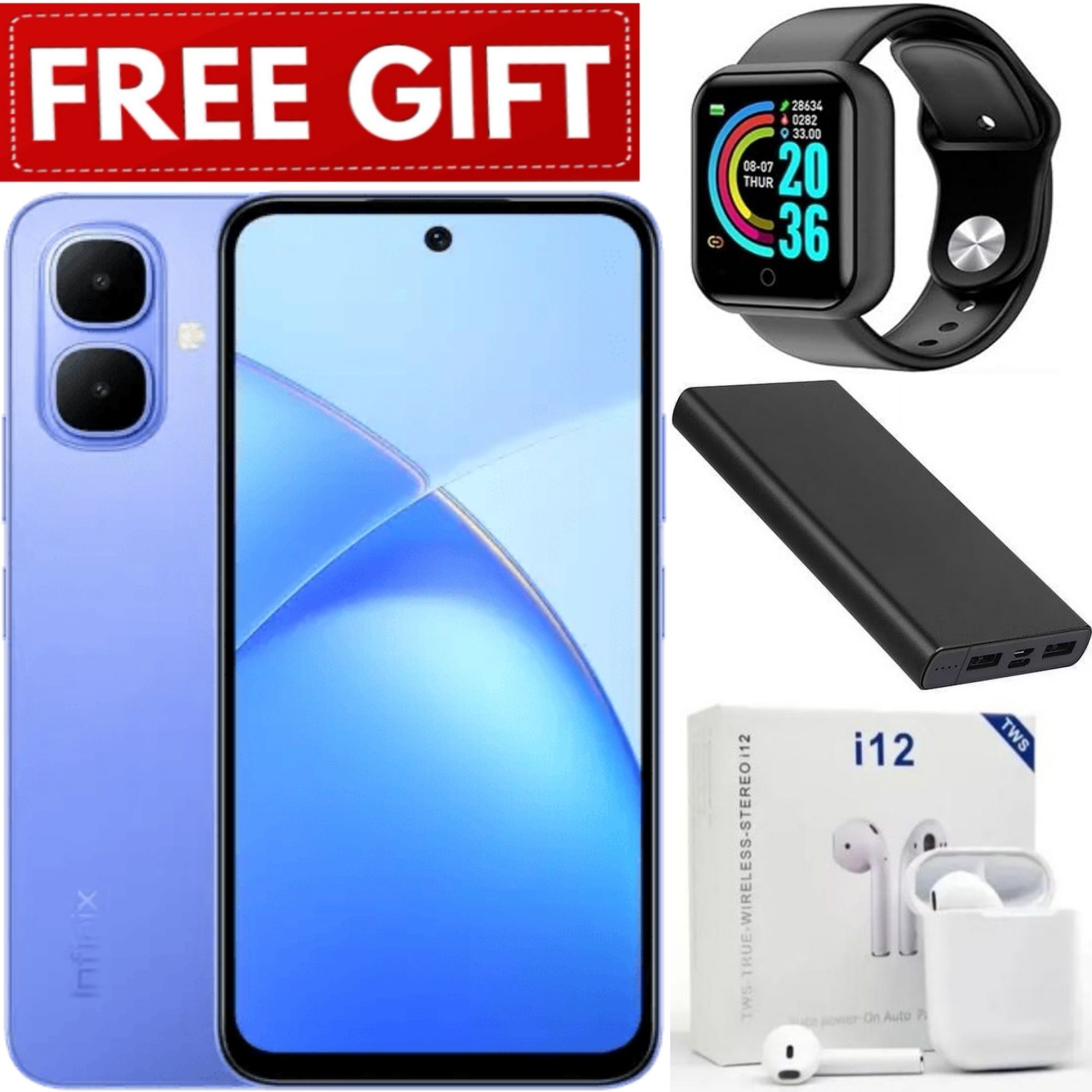 FLASH SALE DEALS!! Infinix Smart 10 6.67" IPS LCD Screen, 4GB RAM+128GB ROM(Upto 2TB SD Card),5000mAh,8MP+2MP Dual Rear & 8MP Front Camera, Android 15,Dual SIM, Side Fingerprint-Smartphones+FREE GIFTS