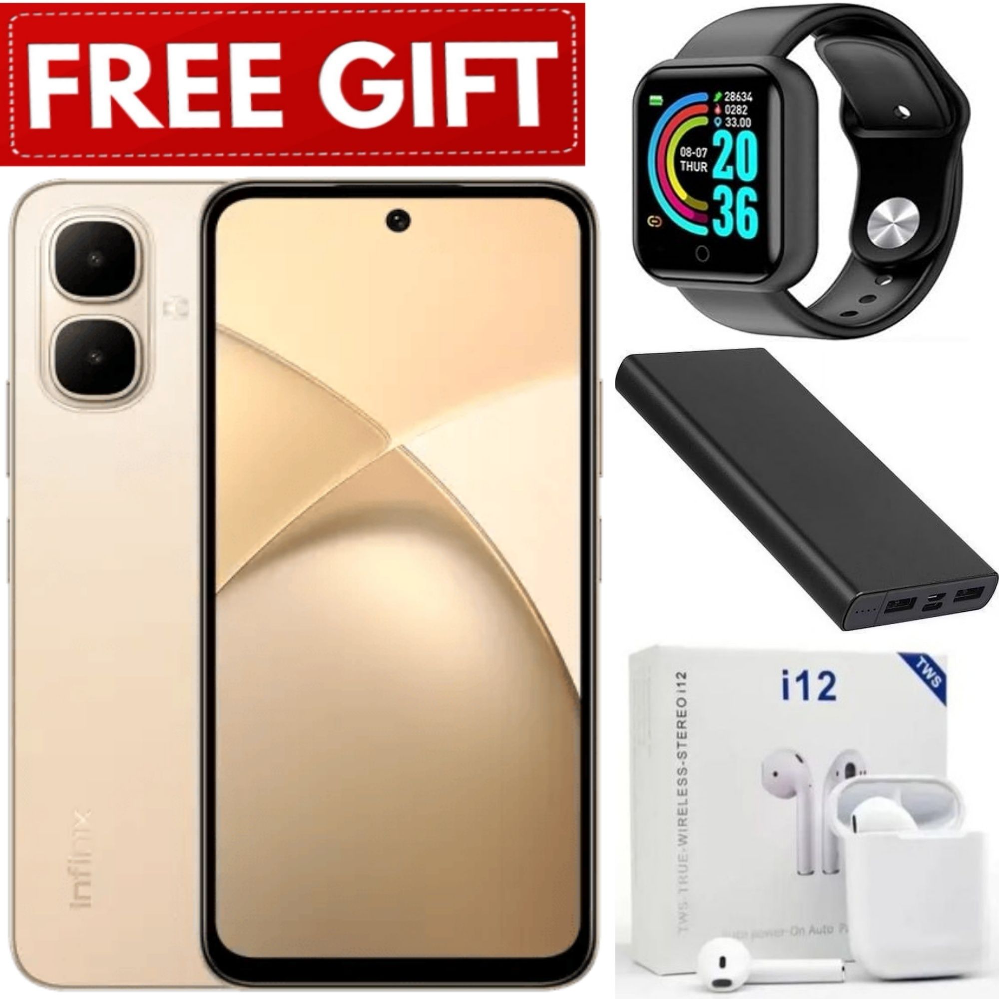 FLASH SALE DEALS!! Infinix Smart 10 6.67" IPS LCD Screen, 4GB RAM+128GB ROM(Upto 2TB SD Card),5000mAh,8MP+2MP Dual Rear & 8MP Front Camera, Android 15,Dual SIM, Side Fingerprint-Smartphones+FREE GIFTS