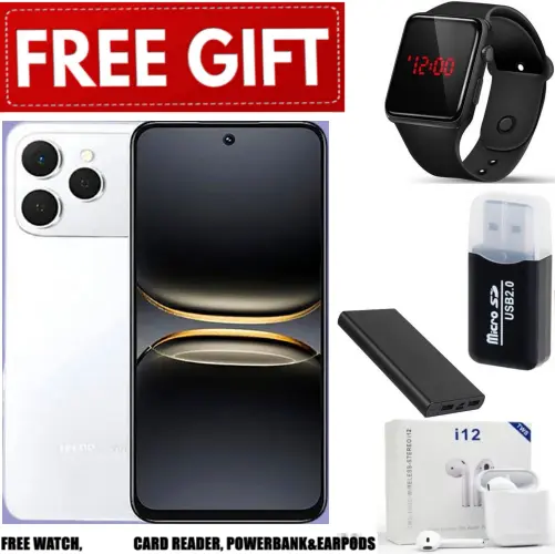 LIMITED TIME DEALS!! Tecno Spark 40 6.67" IPS LCD Screen, 128GB ROM, Upto 8GB(4+4)GB RAM, 5200mAh Battery, Android 14, 50MP Rear & 8MP Front Camera, Fingerprint (Side-Mounted) - Smartphones+FREE GIFTS