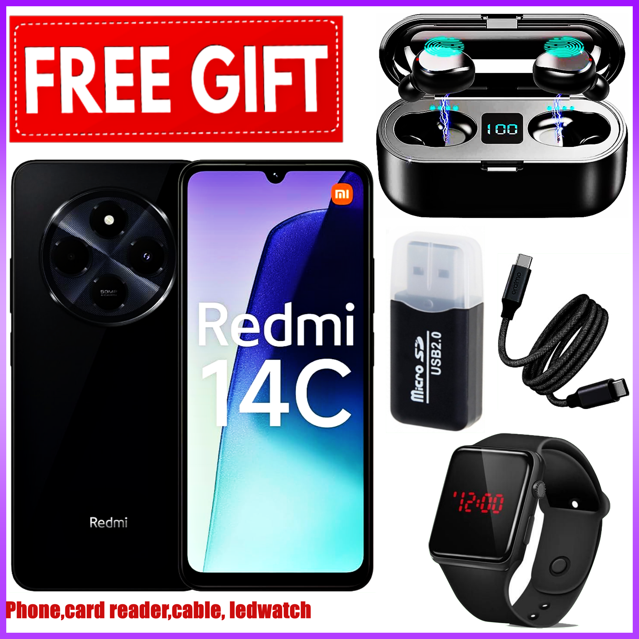 LIMITED TIME DEALS!! BRAND NEW Xiaomi Redmi 14C 8(4+4)GB RAM + 256GB/128GB Storage 6.88" 120Hz HD+ 4G Dual Sim 5160mAh Battery 50MP triple main camera Android 14 Smart Phones+FREEBIES