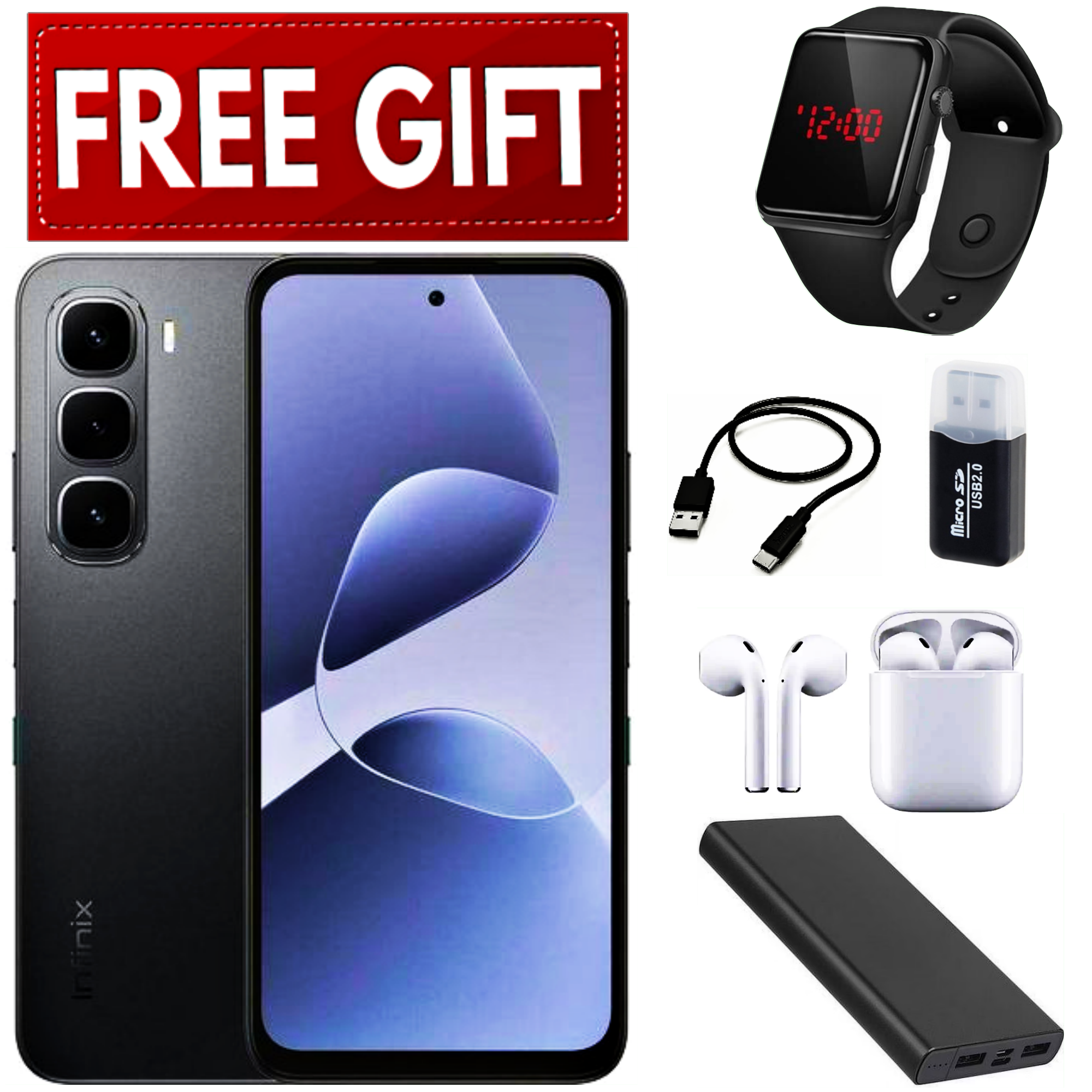 NEW ARRIVALS!! Brand New Infinix Hot 60i 6.7 Inches, 8GB RAM+256GB ROM, 5000 MAh Battery, 50MP Rear & 8MP Selfie Camera, Dual SIM, Fingerprint Sensor (Side-Mounted), IPS LCD Screen + FREE GIFTS