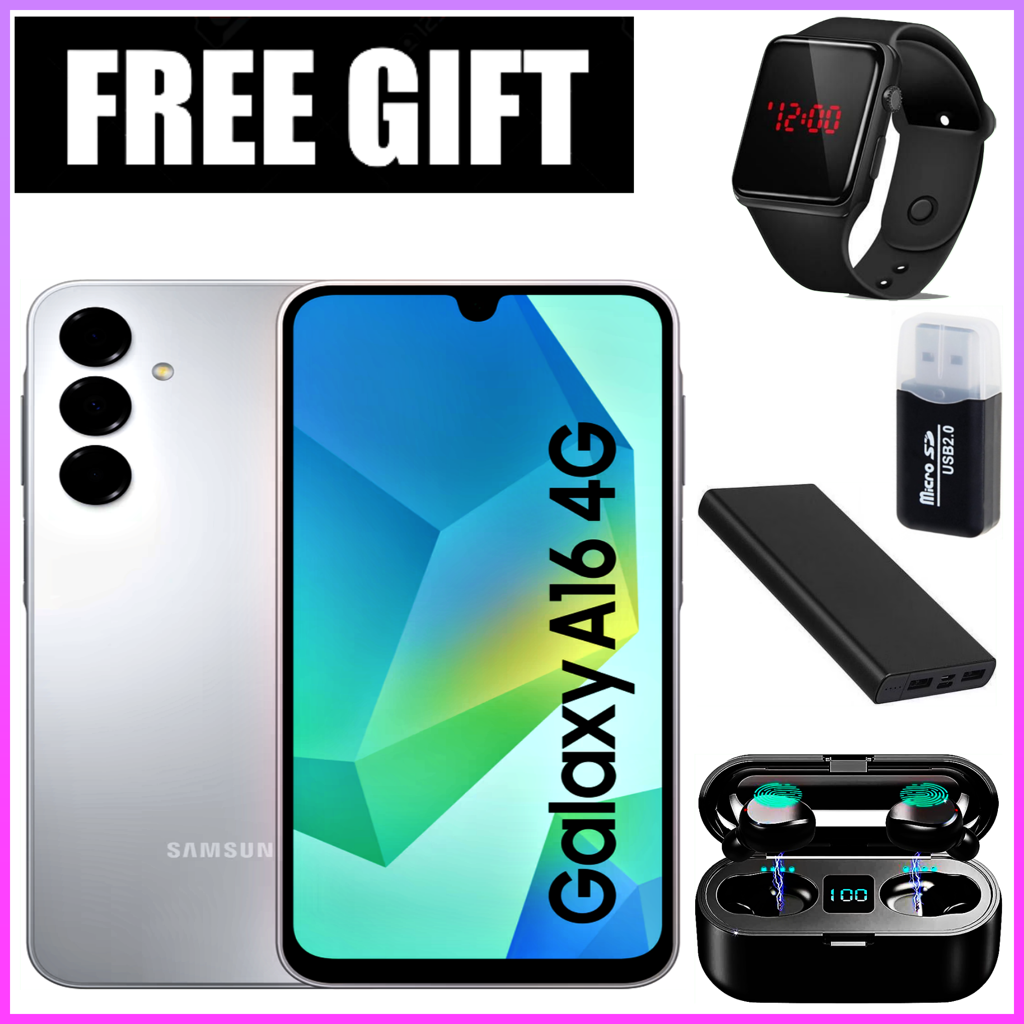LIMITED TIME DEALS!! !! BRAND NEW Samsung Galaxy A16, 4GB+128GB ROM 6.7" HD, Android 14, 4G, Bluetooth, 50MP-Camera, Battery-5000mah,(Dual Sim)-Smartphone+FREE GIFTS