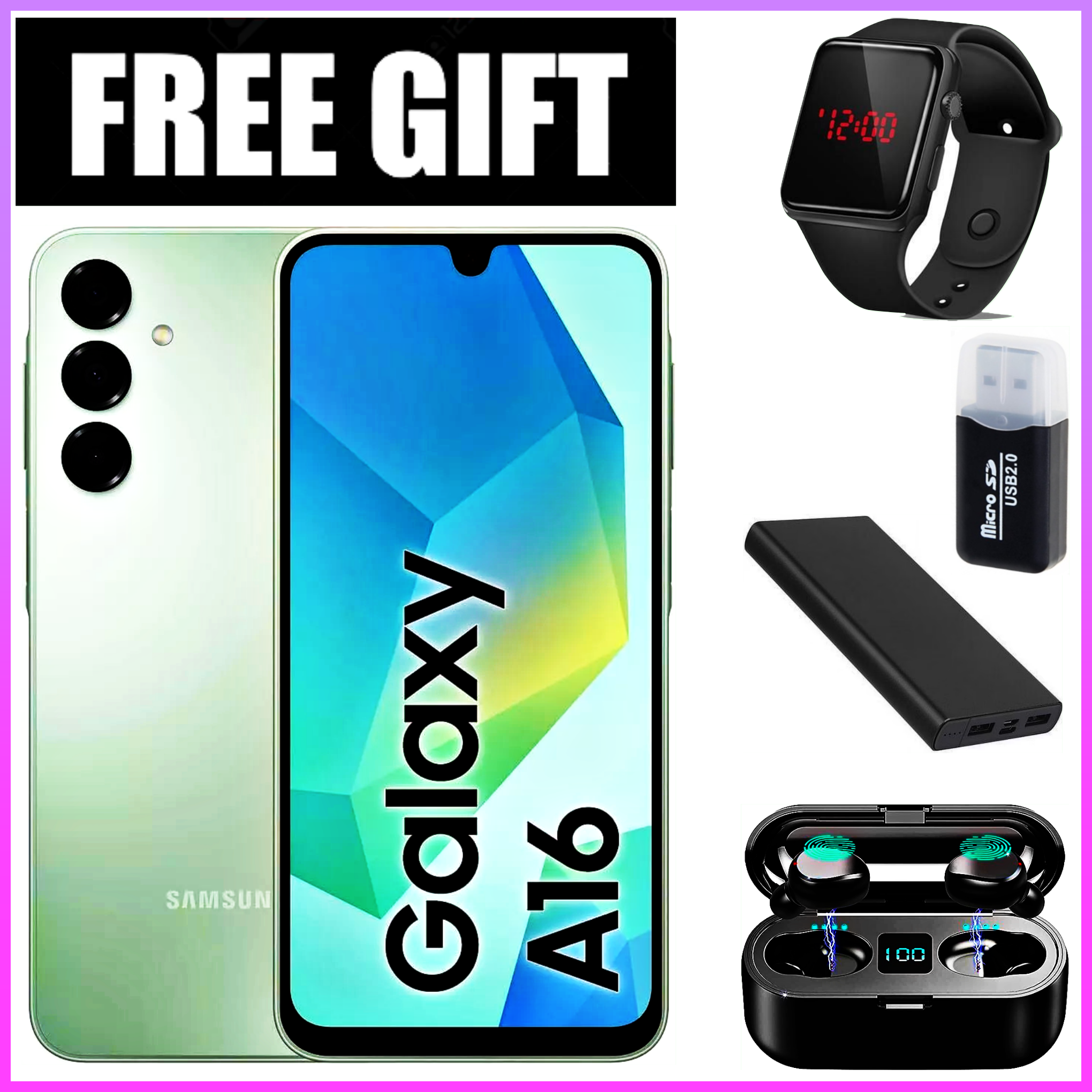LIMITED TIME DEALS!! !! BRAND NEW Samsung Galaxy A16, 4GB+128GB ROM 6.7" HD, Android 14, 4G, Bluetooth, 50MP-Camera, Battery-5000mah,(Dual Sim)-Smartphone+FREE GIFTS