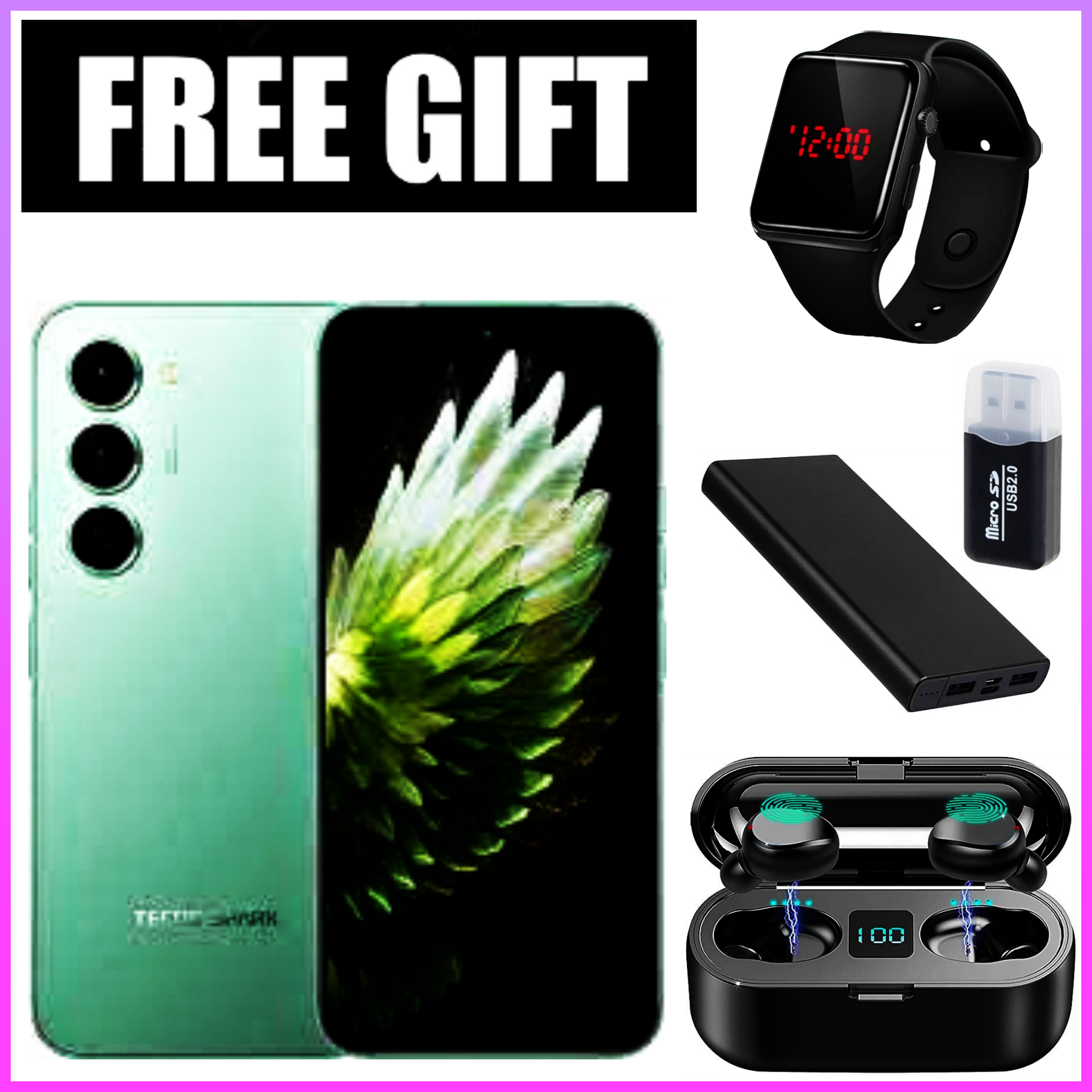 NEW ARRIVAL DEALS!!! Tecno Spark 40 Pro Plus 6.78" Curved AMOLED Screen, Upto 16GB RAM+128GB/256GB ROM, 5200mAh Battery, Android 15, 50MP+13MP Camera,Side Fingerprint - Smartphones+Free Gifts