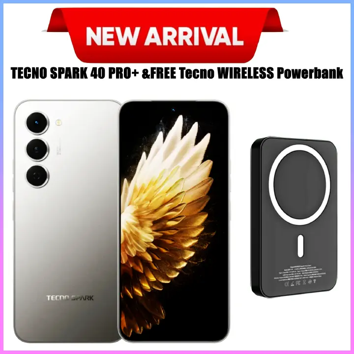 [BRAND NEW] Tecno Spark 40 Pro Plus 6.78" Curved AMOLED Screen, Upto 16GB RAM+128GB/256GB ROM, 5200mAh Battery, Android 15, 50MP+13MP Camera, 45W Fast Charging, - Smartphones+FREE MAGNETIC POWERBANK