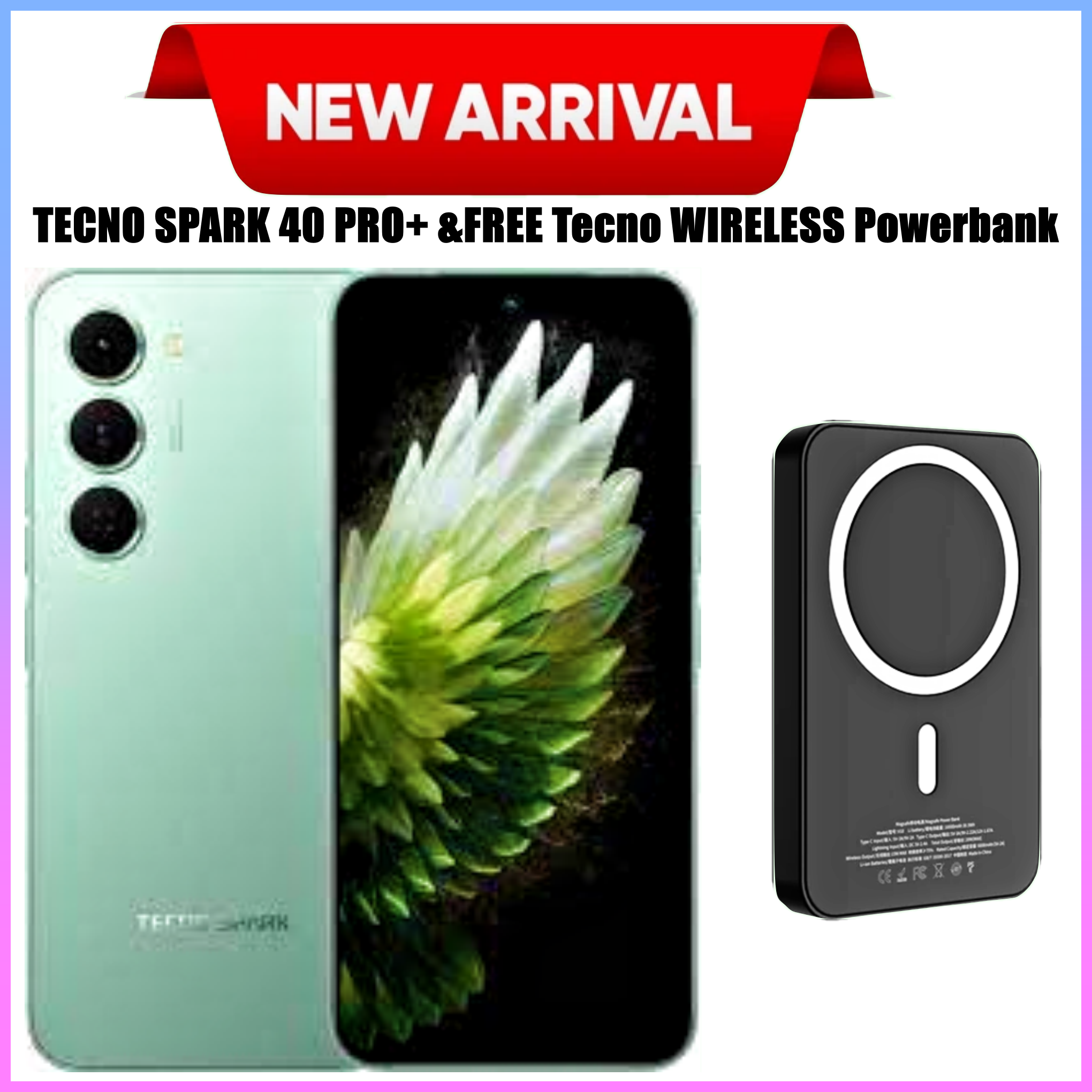 [BRAND NEW] Tecno Spark 40 Pro Plus 6.78" Curved AMOLED Screen, Upto 16GB RAM+128GB/256GB ROM, 5200mAh Battery, Android 15, 50MP+13MP Camera, 45W Fast Charging, - Smartphones+FREE MAGNETIC POWERBANK