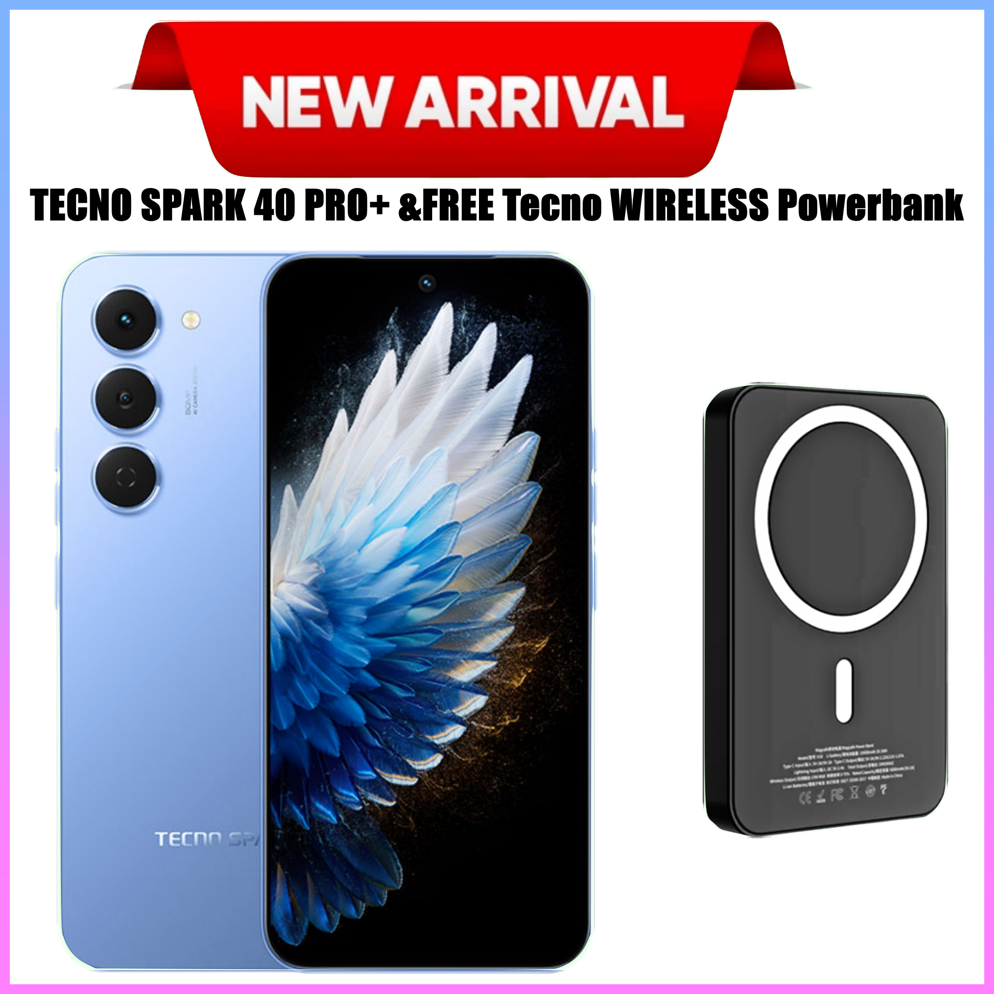 [BRAND NEW] Tecno Spark 40 Pro Plus 6.78" Curved AMOLED Screen, Upto 16GB RAM+128GB/256GB ROM, 5200mAh Battery, Android 15, 50MP+13MP Camera, 45W Fast Charging, - Smartphones+FREE MAGNETIC POWERBANK
