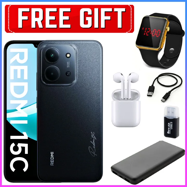 [NEW ARRIVALS] Redmi 15C 6.88" IPS LCD Screen, UpTo 8GB RAM+128GB ROM, 6000 mAh Battery, 64+2+2MP Triple Rear & 8MP Front Cameras, Android 15, Dual SIM, Side Fingerprint -Smartphones+FREEBIES