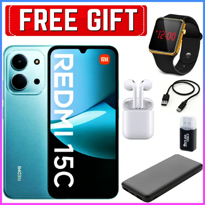 [NEW ARRIVALS] Redmi 15C 6.88" IPS LCD Screen, (4+4)8GB RAM+128GB ROM, 6000 mAh Battery, 64+2+2MP Triple Rear & 8MP Front Cameras, Android 15, Dual SIM, Side Fingerprint -Smartphones+FREEBIES