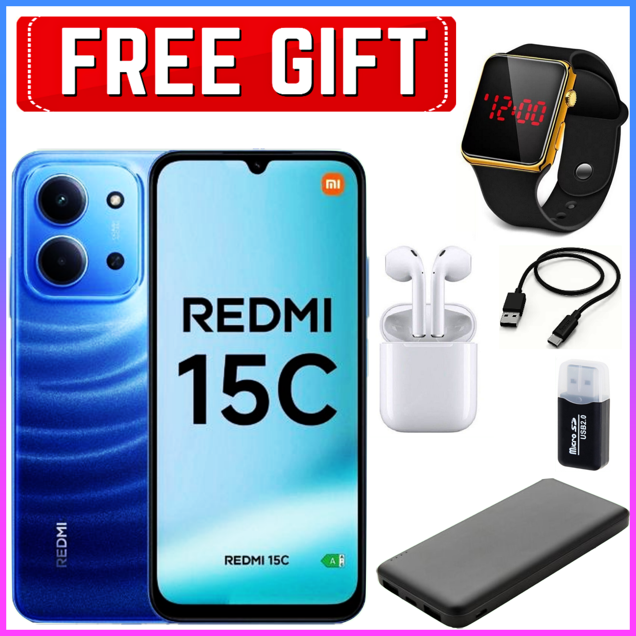 [NEW ARRIVALS] Redmi 15C 6.88" IPS LCD Screen, (4+4)8GB RAM+128GB ROM, 6000 mAh Battery, 64+2+2MP Triple Rear & 8MP Front Cameras, Android 15, Dual SIM, Side Fingerprint -Smartphones+FREEBIES