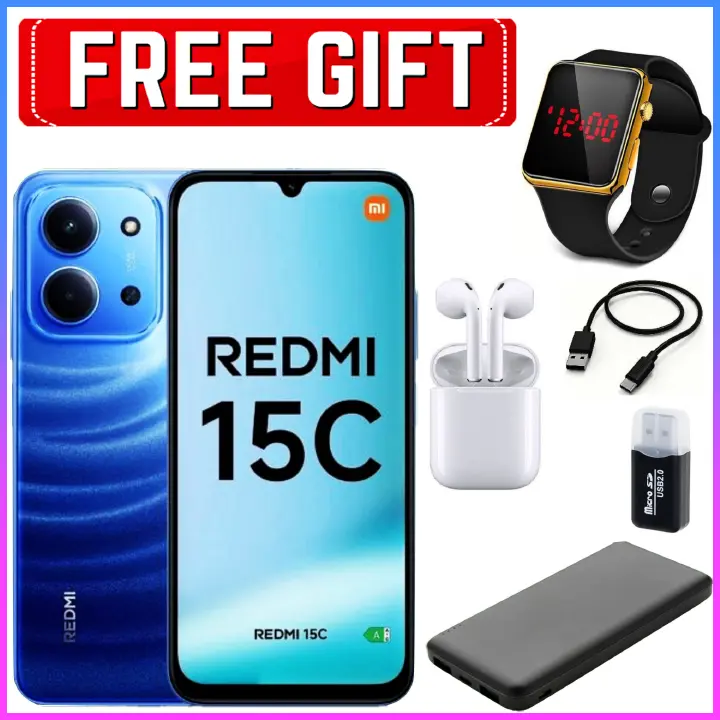[NEW ARRIVALS] Redmi 15C 6.88" IPS LCD Screen, UpTo 16(8+8)GB RAM+256GB ROM, 6000 mAh Battery, 64+2+2MP Triple Rear & 8MP Front Cameras, Android 15, Dual SIM, Side Fingerprint -Smartphones+FREEBIES