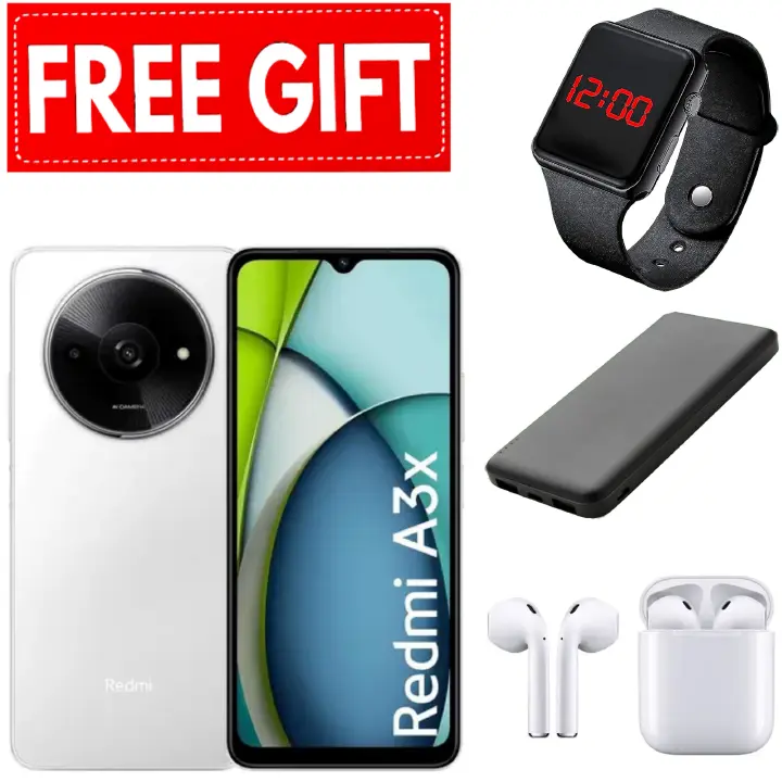DISCOUNTED OFFER!! XIAOMI Redmi A3X 6.71" 64GB+3GB RAM 4G Network 5000mAh Battery 8MP AI Camera 10W Fast Charging Fingerprint Sensor Android 14 Smart Phones+FREE GIFTS