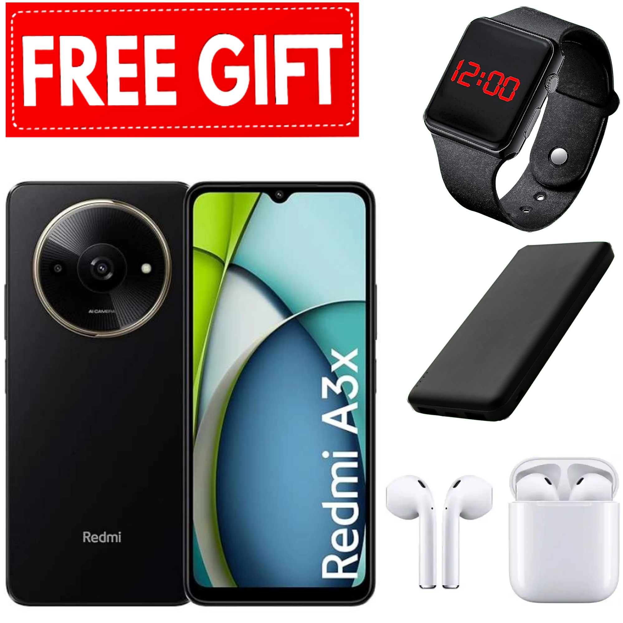 DISCOUNTED OFFER!! XIAOMI Redmi A3X 6.71" 64GB+3GB RAM 4G Network 5000mAh Battery 8MP AI Camera 10W Fast Charging Fingerprint Sensor Android 14 Smart Phones+FREE GIFTS