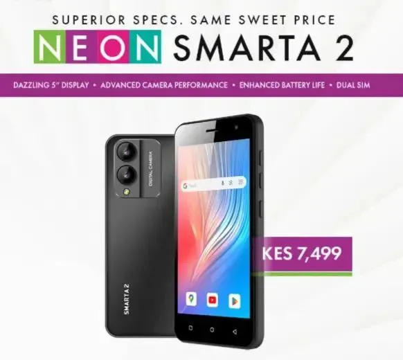 VALENTINE OFFER!!! Safaricom Neon Smarta 2, IPS LCD DISPLAY, 5" Inches, 32GB ROM + 2GB RAM (Dual SIM), 3300mAh