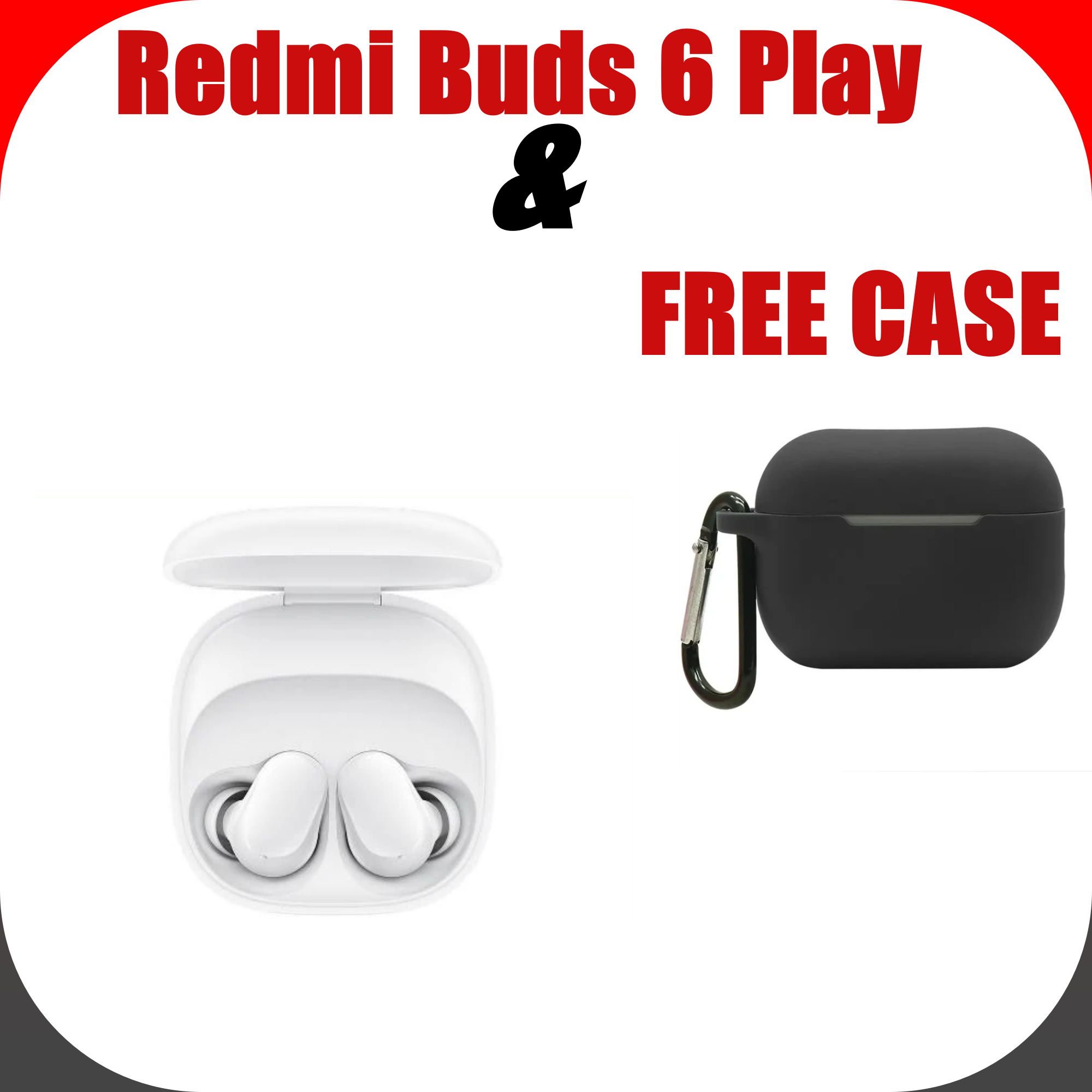LIMITED TIME DEALS!! XIAOMI Wireless Earphones, Redmi buds 6 Play, AI Call Noise Reduction, Low Latency Model, Ultra Lightweight, Compatible with Google Fast Pair, Fast Charging, USB Type-C+ FREE CASE