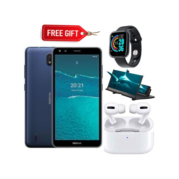 C1 2nd Edition ,5.45" - 16GB + 1GB (Dual Sim) 2500 MAh, 5MP, Blue Plus Smart Watch, Earpods & Magnifier