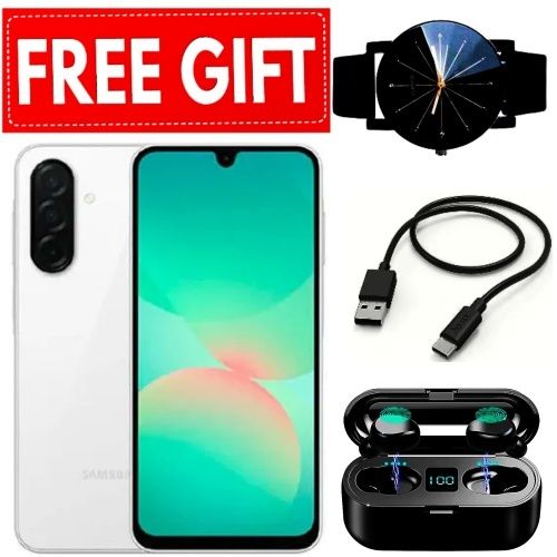 FESTIVE DEALS!!Samsung Galaxy A26 5G 6.7" AMOLED Display, 8GB RAM+256GB ROM, 5000mAh Battery, 50MP Rear & 13MP Front Cameras, Android 15, Dual SIM, Side Fingerprint, 25W Charger - Smartphones+FREEBIES