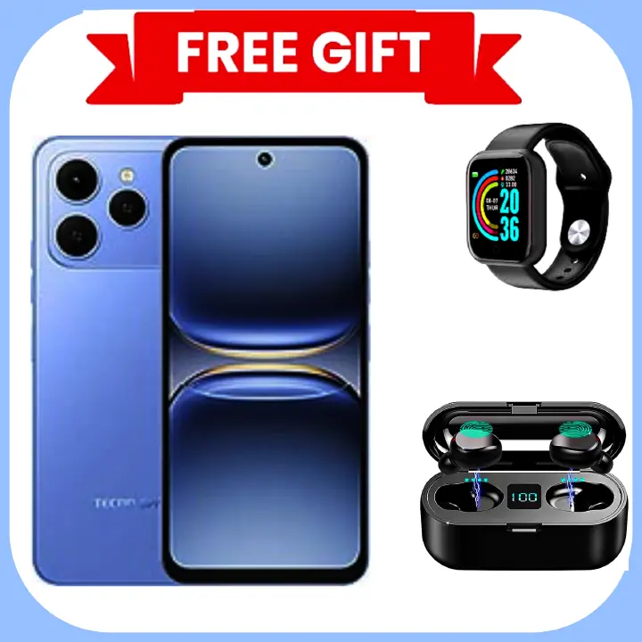 NEW ARRIVAL DEALS!!Tecno Spark 40 6.67" 128GB ROM, Upto 8GB(4+4)GB RAM, 5200mAh Battery, Android 14, 50MP Camera, Side Fingerprint Smartphones+ TECNO 10000mAh SMARTWATCH+ EARBUDS