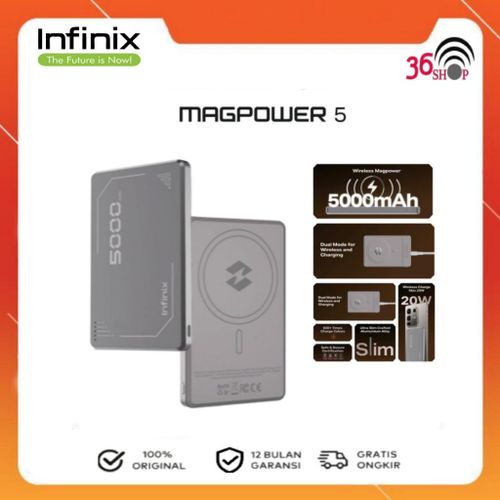 DISCOUNT DEALS!!  Infinix 5000mAh Slim Magnetic 20W Fast Dual Charging Wireless Power Bank Battery Pack For Note 40 & Note 50