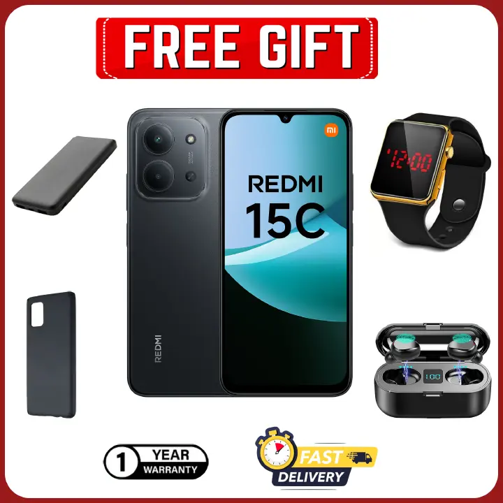 [Black Friday Offer]REDMI 15C 128/256GB Storage Upto 8(4+4)/16(8+8)GB Ram 6.9'' FHD Immersive Display 50MP Main Cam +8MP front 6000mAh 33W Fast Charger  Smartphone smart phones+FREEBIES