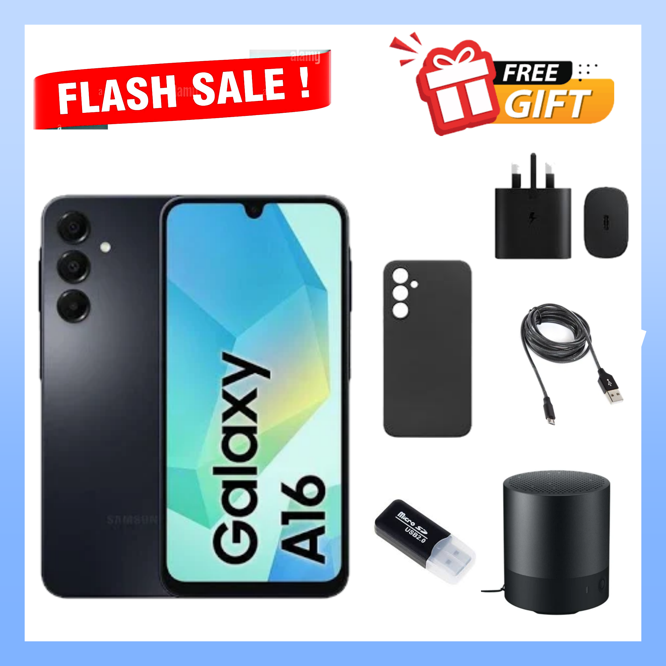 LIMITED DEALS OFFERS!! BRAND NEW Samsung Galaxy A16, 4GB+128GB ROM 6.7" HD, Android 14, 4G, Bluetooth, 50MP-Camera, Battery-5000mah,(Dual Sim)-Smartphone+FREE SMARTWATCH+EARBUDS