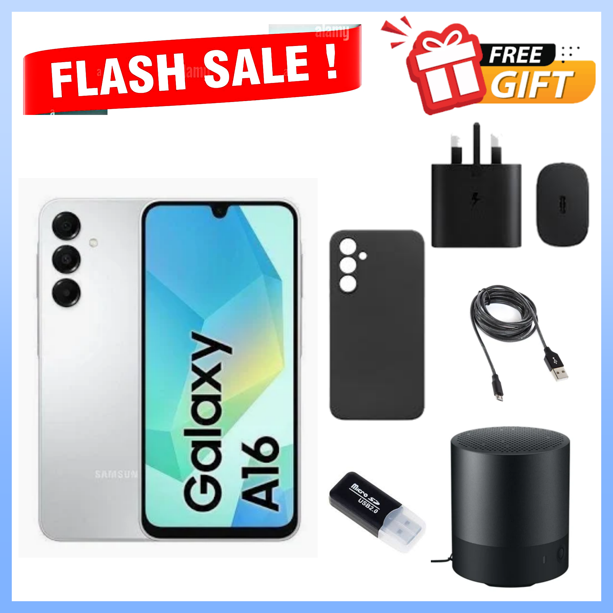 LIMITED DEALS OFFERS!! BRAND NEW Samsung Galaxy A16, 4GB+128GB ROM 6.7" HD, Android 14, 4G, Bluetooth, 50MP-Camera, Battery-5000mah,(Dual Sim)-Smartphone+FREE SMARTWATCH+EARBUDS