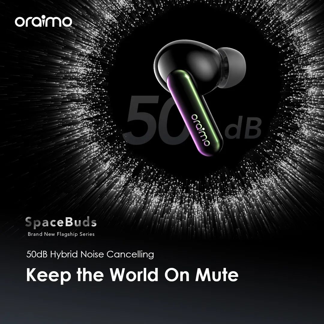 HOT DEALS!! Oraimo SpaceBuds Hybrid ANC True Wireless Earbuds: | 40-Hr Long Playtime | Personalized Lighting Effect | Water Resistant | Hybrid ANC Noise Cancellation | Customized Voice Prompts |