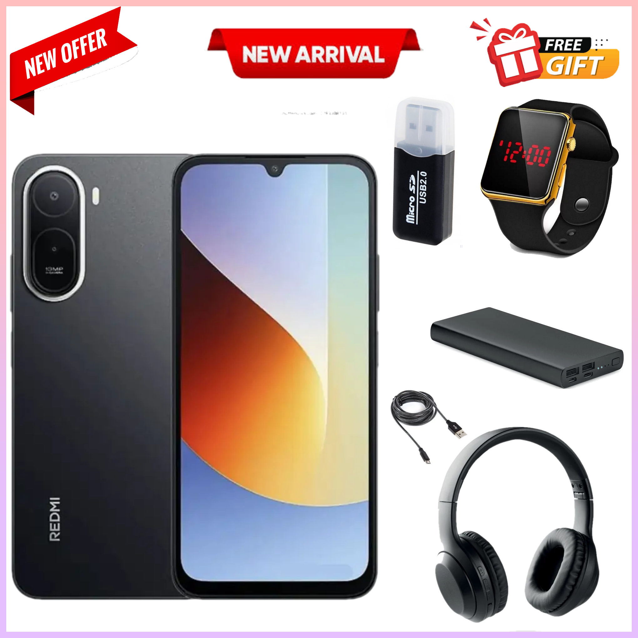 NEW ARRIVALS DEALS!!!Redmi A7 Smartphone - 6.88" LCD Display 3GB RAM + 64GB ROM Dual SIM 5200mAh 13MP main camera 8MP Selfie camera Side fingerprint sensor Type C charger+FREEGIFTS