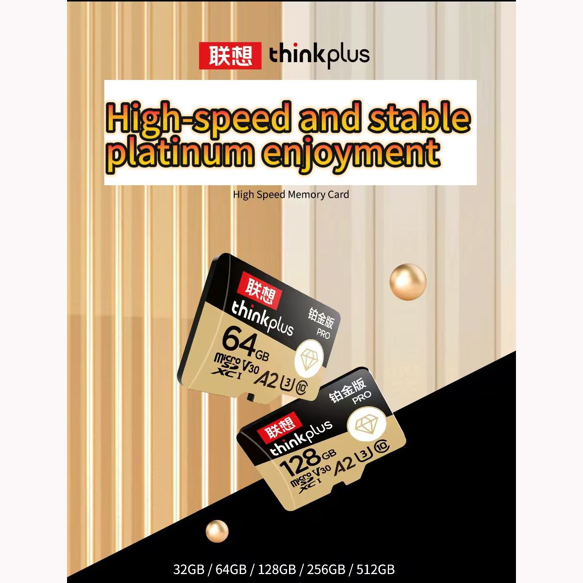 Lenovo ThinkPlus 64GB Memory Card PRO A2 U3 V30 dilass10 TF Memory Card for Recorder Camera Smart Phone Tablet Computer DroneActionCamera Game Machine Be Comm