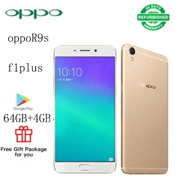 Refurbished phones  oppo  r9s  smart phoneF1plus 4GB + 64gb16mp + 16mp3010mah2g / 3G / 4G dual card smart lockless   Android 7.11