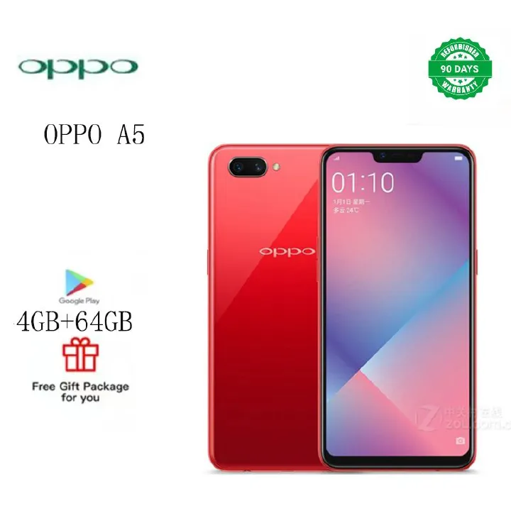Refurbished    phones   oppo  A5   smart phone 3+64GB fingerprint free unlocking 6.2 inch supports 2G/3G/4G network dual card dual standby 
 13MP+8MP, 4230mAh  red (4+64GB)