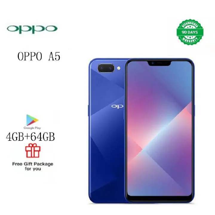 Refurbished    phones   oppo  A5   smart phone 4+64GB fingerprint free unlocking 6.2 inch supports 2G/3G/4G network dual card dual standby   13MP+8MP  4230mAh blue  4+64GB