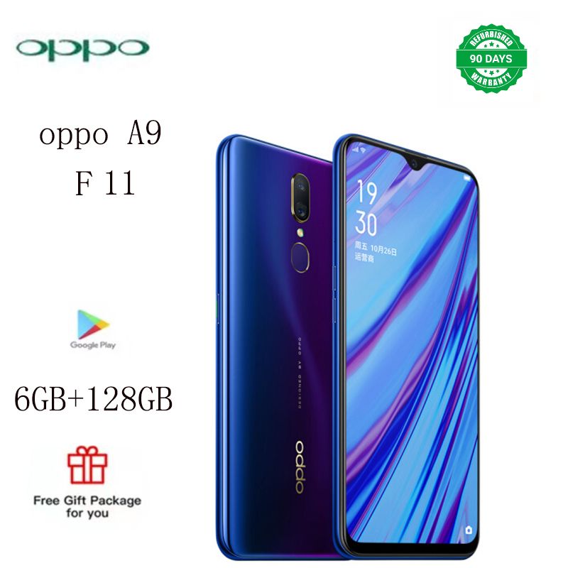 Refurbished  phones  oppo A9 F11 smart phone  6.53 display screen  6GB+128gb 18.0mp+16.0mp 4020 mA h large capacity battery  dual card dual standby smart phone