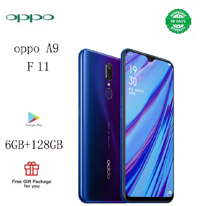 Refurbished  phones  oppo A9 F11 smart phone  6.53 display screen  6GB+128gb 18.0mp+16.0mp 4020 mA h large capacity battery  dual card dual standby smart phone