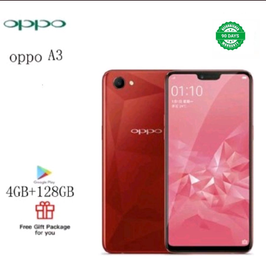 Refurbished mobile phone   oppo  A3   4+128GB dual card dual standby mobile phone Google supports 128GB+4GB128 16.0MP+8MP 3400mA battery   black   red  dual card dual standby mobile phone