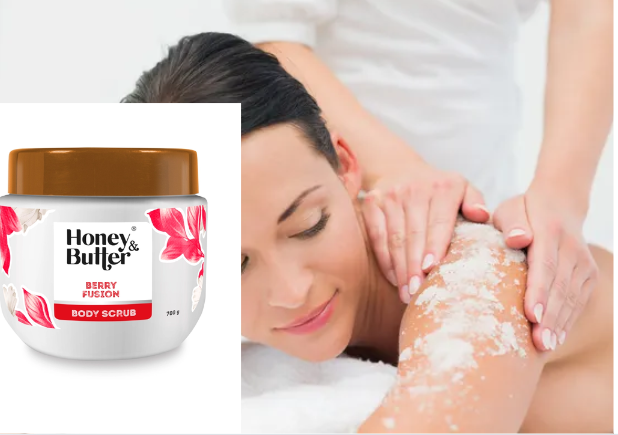 HONEY & BUTTER BERRY FUSION BODY SCRUB- ntural Berry Scrub gently buffs away dead skin cells to reveal a more even, clear complexion for a radiant glow.It nourishes and revitalizes skin.