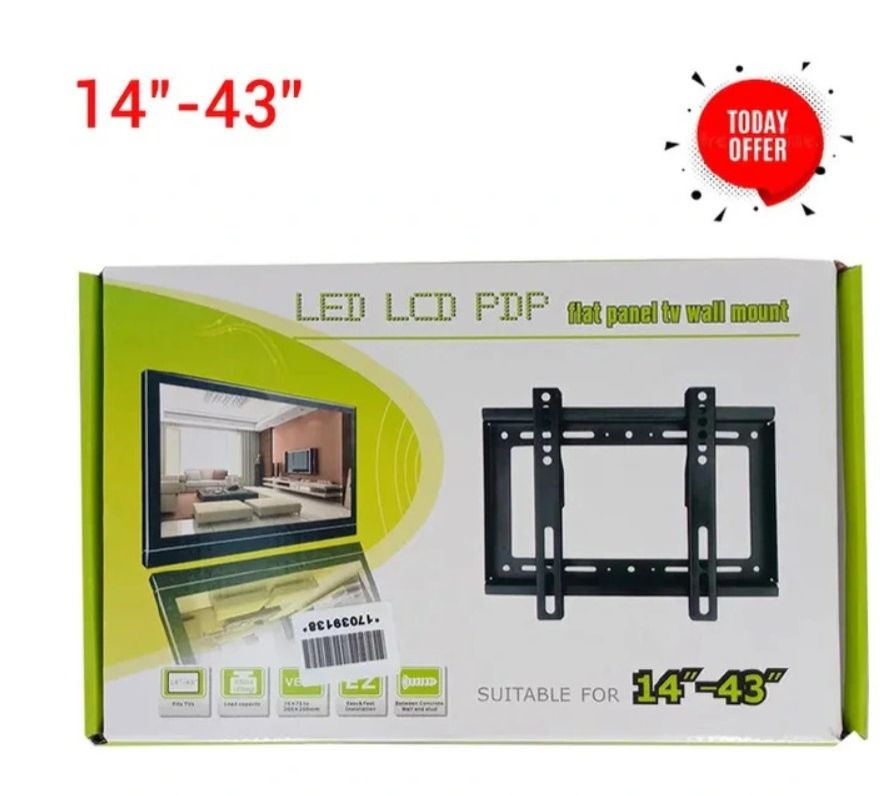 [Special Offer] TV Wall Mount TV Stand 14″-43″ Plasma wall bracket Steel Material Fixed Solid Wall mount suitable for 14 inch to 43 inch Tv, load capacity of 25kg,
