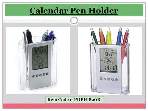 Digital LCD Desk Pen & Pencil Holder | Calendar, Timer, Clock & Thermometer Office Organizer Branded Stationery Gift Set for Home, Office & Promotions