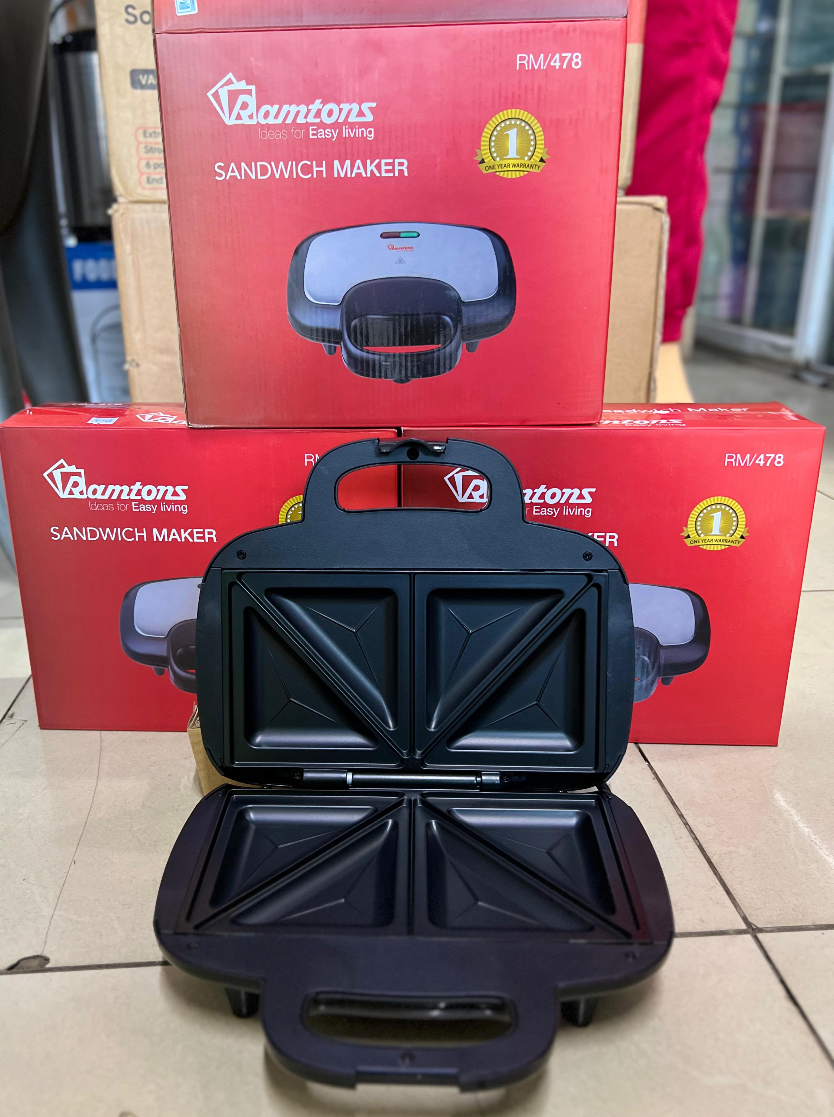 Ramtons 2-Slice Sandwich Toaster RM/478  Fast & Even Toasting, Metal Top Design