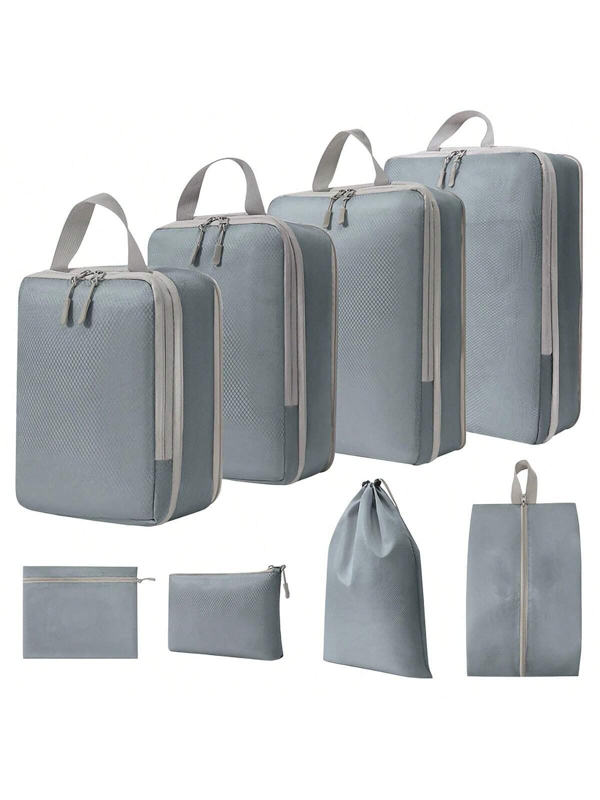 8-Piece Waterproof Travel Packing Cubes – Compressible, Lightweight Luggage Organizer with Handbag