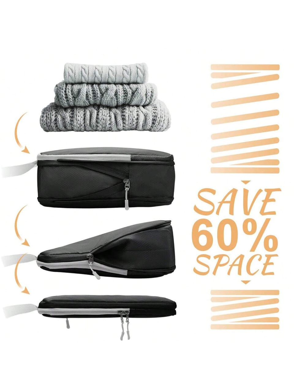 8-Piece Waterproof Travel Packing Cubes – Compressible, Lightweight Luggage Organizer with Handbag