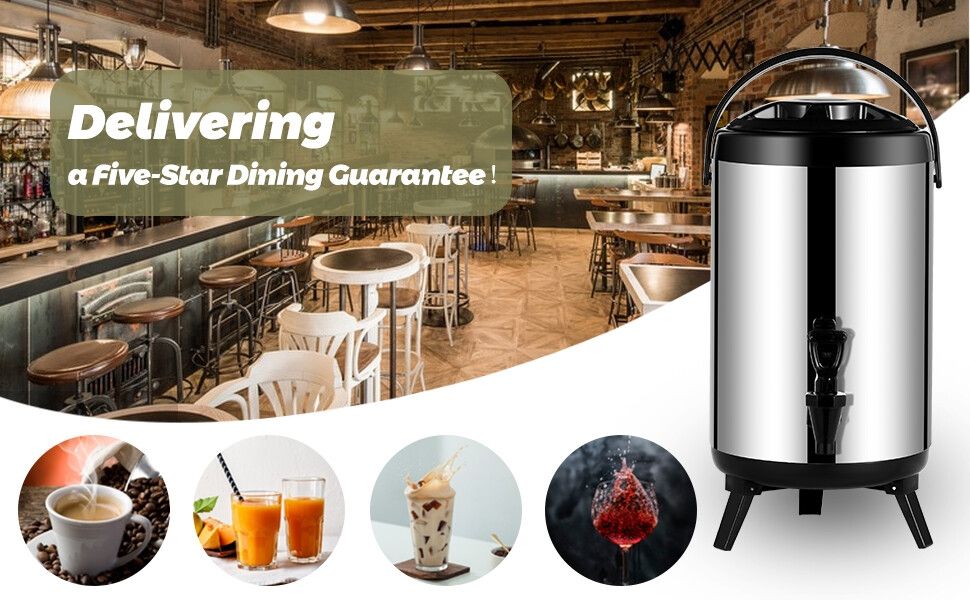 10 Liters Insulated Beverage Dispenser, 304 Food Grade Stainless Steel Insulated Thermal Hot And Cold Coffee Carafe,Drink Dispenser With Spigot, Ideal For Hot Water, Tea, Coffee, Milk, Juice, MULTICOL
