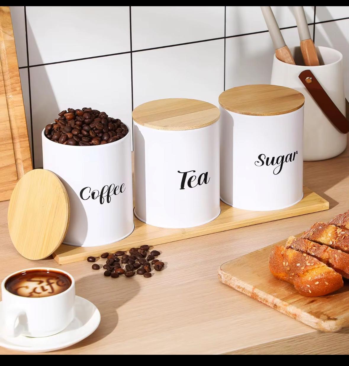 3PC Creative Black Ceramic Sealed Jar Sugar Coffee Tea Storage Container Moisture-proof Large Caliber Storage Jar Home Decoration