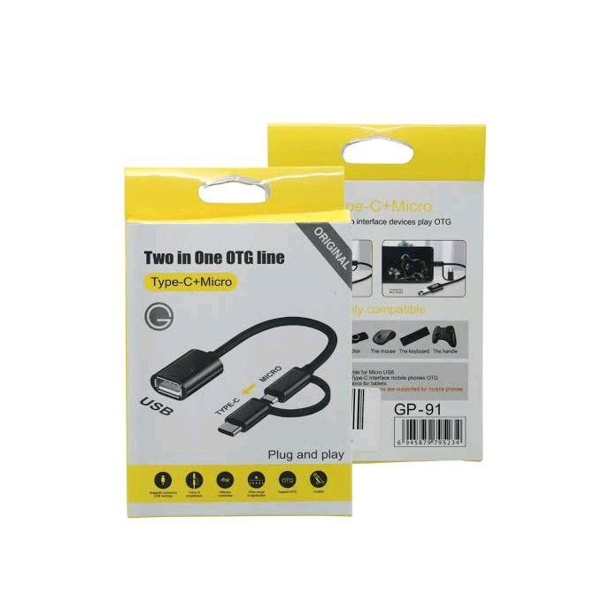 2-in-1 OTG Cable Type-C & Micro USB – USB On-The-Go Adapter for Android and iphone