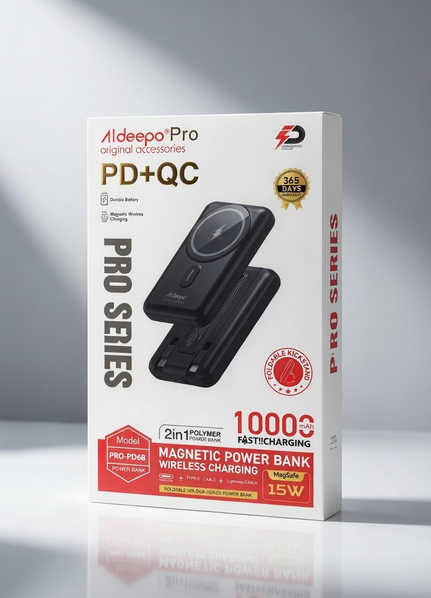 ALDEEPO MAGNETIC POWER BANK | PRO-PD68 10000mAh 22.5W | 2 in 1polymer power bank | Fast Charging | Magsafe 15W | Durable battery