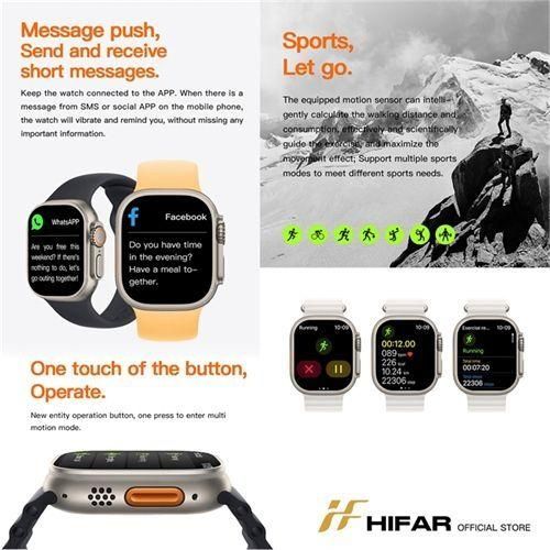 T900 Ultra smart watch |2.1 Inch Full Touch Screen Smart Watch - Sport Fitness Call - Black